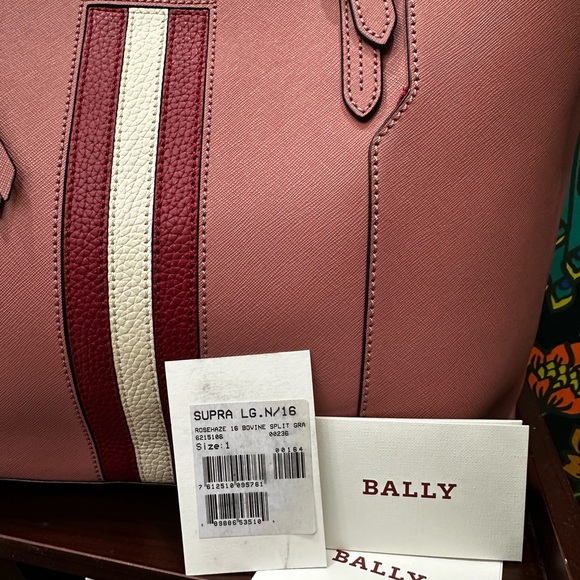 Bally Supra Large Tote – Rosehaze Pink with Signature Stripe – Made in Italy - Picture 7 of 16